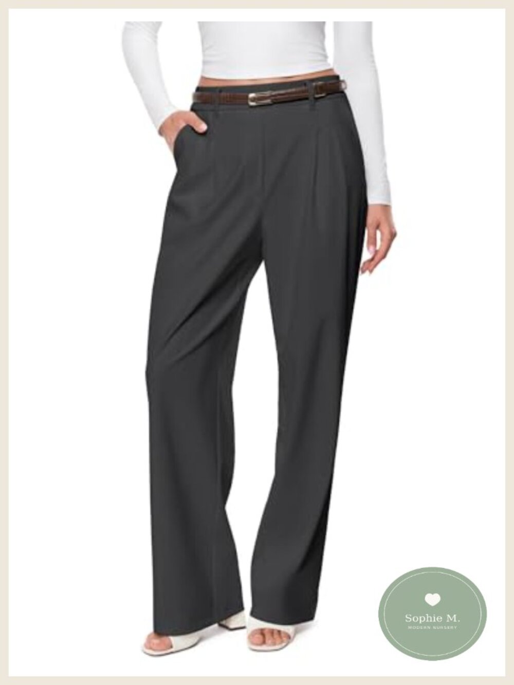 Wide Leg Dress Pants Pull On High Rise Stretch
